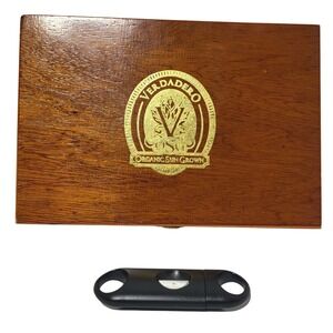 Verdadero OSG Organic Sun Grown Wooden Cigar Box with Black Cigar Cutter Set